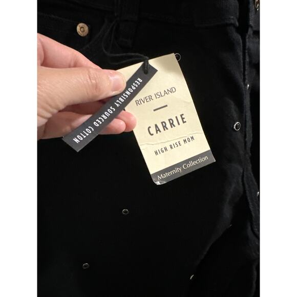 River‎ Island Black mid rise maternity mom jeans size 12 - Picture 3 of 8